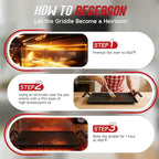 Carbon Steel Griddle, Small Non-Toxic Stovetop Flat Top Pan for Gas, Electric Range, Induction, Grill & Campfire, Pre-seasoned Nitride Coating, Oven Safe to 1200°F, with Heat-insulating Gloves