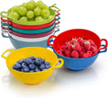 Noamus 8 Pack Mini Colander for Kitchen, 6 Inch Plastic Berry Bowl with Double Handles, Small Compact Food Strainers, Perforated Round Fruits Basket for Vegetables Pasta, BPA-Free, Food-Safe(8 Colors)