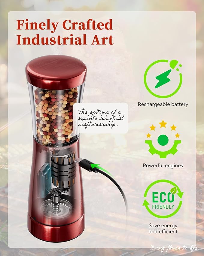 Electric Salt and Pepper Grinder Set with Storage Base, Stainless Steel Rechargeable Salt and Pepper Grinder Set with 4.5 oz Large Capacity, 1.8" Wide Mouth, Adjustable Coarseness, Ideal for Kitchen