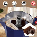 Aluminum 6 Cup 300ml Moka Pot Express Coffee Maker Stovetop Espresso Colorful Coffeemaker Italian Classic Style Brewing Greca Cafe Mocha Machine for Cafeteras Lover Camping Travel and Home Use 10oz