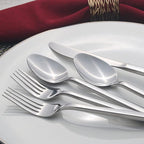 Alata Cube 60-Piece Forged Stainless Steel Flatware Set Cutlery Set, Silverware Set Service for 12, Mirror Finish, Dishwasher Safe