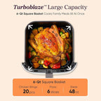 Cosori 9-in-1 TurboBlaze Air Fryer 6 Qt, Smart Control, 90°–450°F, Shake Reminders, Precise Heating for Even Results, Air Fry, Roast, Bake, Broil, Dry, Frozen, Proof, Reheat, Keep Warm, 120V, Cream