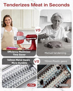 Adjustable Meat Tenderizer Attachment for KitchenAid Stand Mixers 3 Thickness Settings with Wide Metal Wheel & Tall Chute Meat Tenderizer Tool (meat tenderizer)