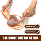 Silicone Bread Sling for Dutch Oven, Non-Stick & Easy to Clean Bread Baking Mat Set, 2 Pcs Reusable Bread Sling with Long Handle to Transfer Sourdough (Orange, Oval and Round)