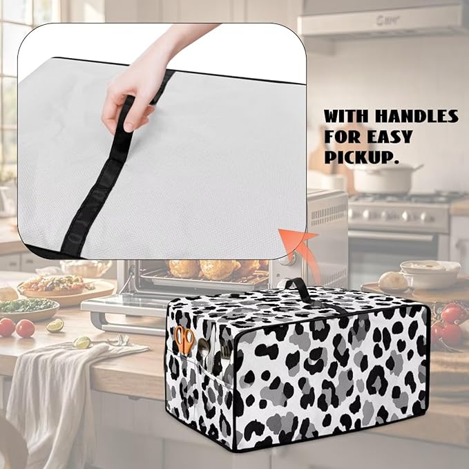 Leopard Print Toaster Oven Dust Cover, Heat-Resistant Case for Toaster Oven, Heavy Duty Washable Dust Cover Fit Most Small Appliance, (Small-14.5*18.46*9 inches)