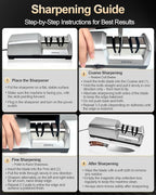 Electric Knife Sharpener for Kitchen – Professional 2-Stage 100% Diamond System with 20° Precision Angle, Fast Sharpening to Restore & Polish Chef Knives (2-Stage Silver)