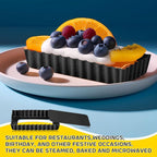 Tessco 16 Pieces Mini Tart Pans with Removable Bottom Nonstick Quiche Mini Pie Tart Pans Bakeware Mold Fluted Side for Pies(Black Rectangle,4.33 x 2.36 x 0.79 Inch)