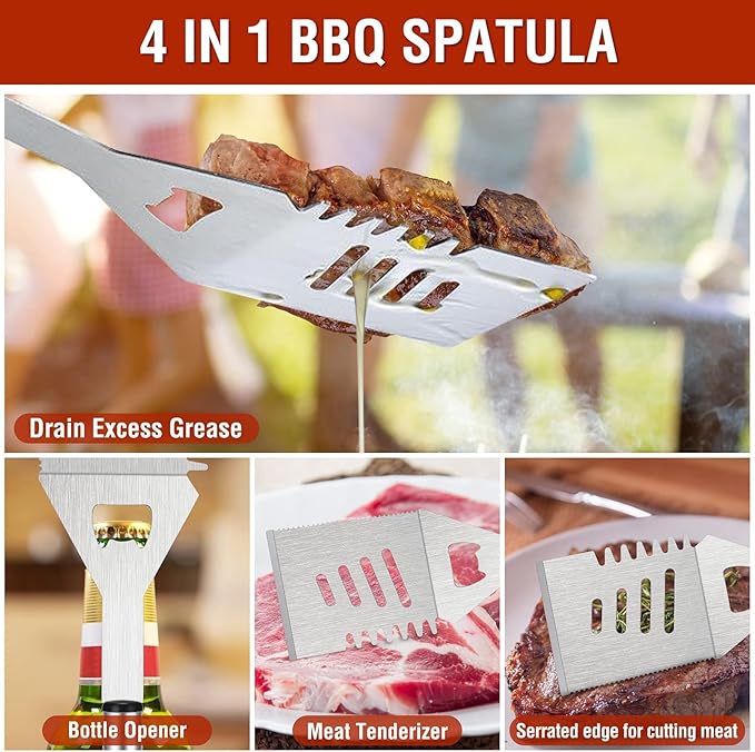 Grill Tools 122PCS Grilling Gifts for Men, for Fathers Day, Christmas, Grill Set BBQ Griddle for Outdoor Grill for Blackstone Weber Traeger Pit Boss Smoker Accessories