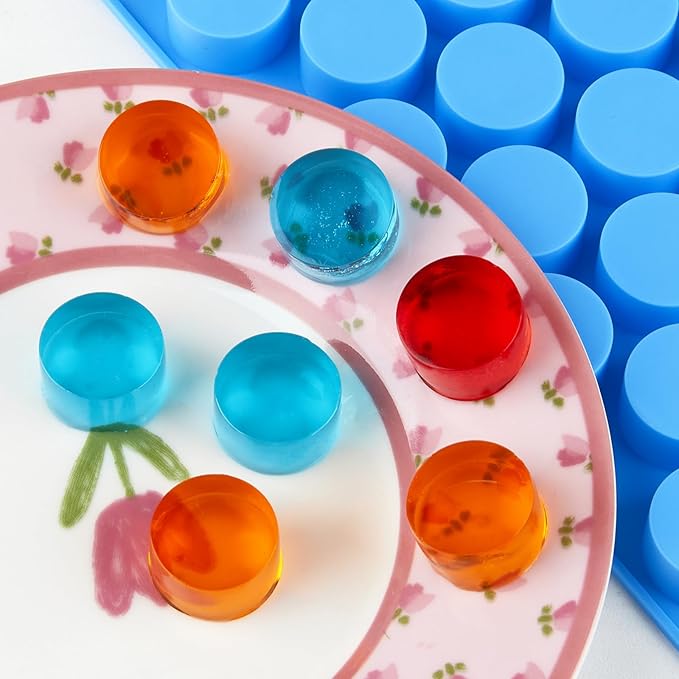 JOERSH Round Candy Molds Silicone Molds for Hard Candy, Gummy, Caramels, Chocolate, Ganache, Ice Cubes, 220 Cavity