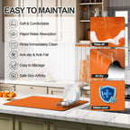 Ecotrim - Dish Drying Mat for Kitchen Counter | Coffee Bar Mat for Countertops | Heat Resistant Drainer Mat with Non-slip Rubber Backed | Hide Stain Kitchen Absorbent Draining Mat | Orange 16"x20"