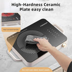 Electric Burner 1800W Hot Plate with 7.5" Ceramic Glass Cooktop Up Quickly for Easy Cleaning Electric Stove Compatible with All Cookware Suitable for Picnics, Mocha