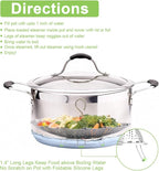 Stainless Steel Steamer Basket, Vegetable Steamer Basket for Instant Pot, Insert for Veggie/Seafood Cooking/Boiled Eggs with Safety Tool - Adjustable Sizes to fit Various Pots (5.1" to 9.5")