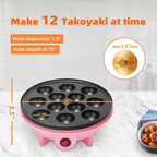 Electric Takoyaki Maker With Free Takoyaki Tools for Takoyaki Octopus Ball Cake Pop Ebelskiver 8 Inches Nonstick
