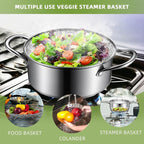 Steamer Basket, Premium Stainless Steel Vegetable Steamer Basket for Veggies & Seafood Cooking, Expandable Food Steaming Basket Fits for Various Size Pots & Pans (6.4" to 10") LAIHIFA
