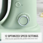 Martha Stewart  Tilt-Head Stand Mixer, 12 Speed, 5.3QT Stainless Steel Bowl, Splash Guard with Pour Chute, Whisk, Dough Hook, Flat Beater, Electric Kitchen Baking Mixer, Bread, Cake, Whip, Honeydew