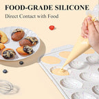 Vinino 2-Pack Silicone Madeleine Pan with Metal Reinforced Frame, 12-Cavity Shell Shape Madeleine Mold with Non-Slip Handle, Nonstick Madeleine Cookie Trays for Oven, BPA Free, Dishwasher Safe- Cream