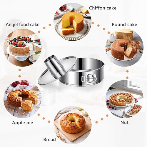 10-Inch Angel Food Cake Pan with Removable Bottom, 304 Food-Grade Stainless Steel Springform Tube Pan, Leak-Proof & Dishwasher Safe - Perfect for Angel food, Pound & Chiffon Cakes