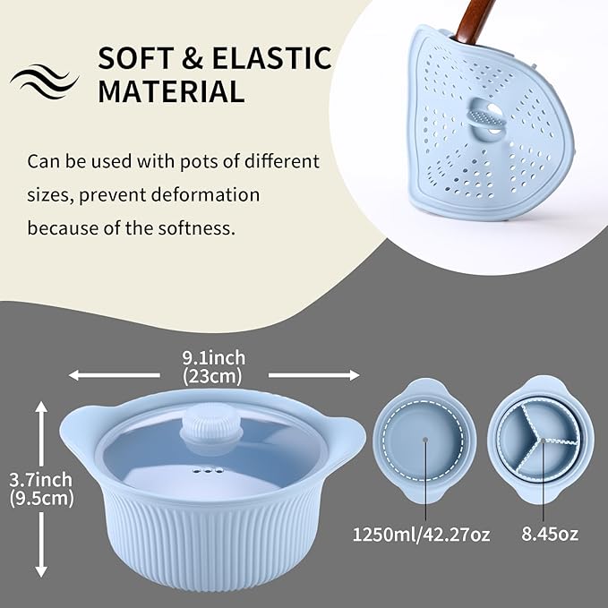Microwave Vegetable Steamer, Silicone Microwave Cooker Basket for Broccoli, Rice, Eggs & Baby Food, Double Layer Design, Healthy Low Carb Cooking, Dishwasher Safe