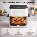 Simple Deluxe 8-in-1 Air Fryer 3 Qt, Digital Preset Airfryer with Overheat Protection and Auto Shut-Off, Nonstick and Dishwasher-Safe Basket for Fries, Bake, 60-Min Timer, Max 400°F, 800W, White
