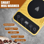 Mug Warmer - Electric Coffee Mug Warmer with Timer,Coffee Cup Warmer for Desk Auto Shut Off,Smart 6-Temperature Control, Coffee Accessories for Coffee Lovers, Yellow