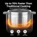 Carori Dual Pot Electric Pressure Cooker, 9-in-1 Multi-Cooker 6 Qt with 2 Inner Pots (Stainless Steel & Nonstick), 12 Programs, Slow Cook, Rice Cook, Steamer, Black