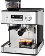 Gevi 20 Bar Espresso Machine with Built-in Grinder & Milk Frother | Professional Coffee Maker for Home | Cappuccino, Latte, 2.3L Removable Water Tank, Stainless Steel Steam Wand