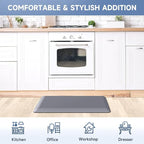 StepRite 4/5 Inch Thick Kitchen Mat Anti Fatigue Mat Kitchen Rugs Kitchen Decor Non-Slip, Stain & Water Resistant, Kitchen Mats Desk Mat for Kitchen, Office, Workshop, Grey, 17'' x 28''