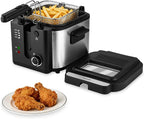 Pukomc Electric Deep Fryer with Basket,Adjustable Temperature Frying Pot for Home Use,Removable Lid and 2.5L Non-Stick Inner Pot & Easy to Clean