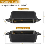 AILITOR Cast Iron Loaf Pan with Lid 9x5 Inch - Bread Baking Pans for Homemade Bread, 2 Piece Set