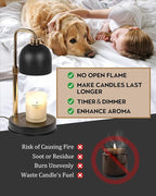 Candle Warmer Lamp with Timer & Dimmable Brightness, House Warming Gifts New Home, Candle Warming Lamp Gifts for Christmas, Birthday Gifts for Women Mom, Flameless Wax Melt Warmer for Jar Candles