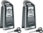 Hamilton Beach Smooth Edge Electric Automatic Can Opener for Kitchen with Easy Push Down Lever,Extra Tall,Includes Stainless Steel Scissors,Black and Chrome (76607),(Pack of 2)