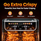 Simple Deluxe 9.5-Qt Dual Basket Air Fryer, 10-in-1 Digital Preset 1700W Airfryer, Sync Cook, Independent Temp Control, Shake Reminder, Nonstick Basket, Grey
