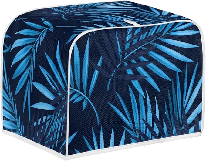 JEOCODY Toaster Oven Covers - Large 2 Slice Blue Dust-proof Quilted Bread Maker Cover with Fingerprint Protection