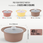 40oz Platinum Silicone Microwave Steamer Pot with Handle & Lid - Korean 100% Food-Grade Steamer Bowl, Heat-Resistant Cooker with Steam Holes, Easy Clean, Dishwasher Safe, Taupe Brown
