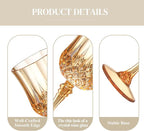 XUWAIDSGN 24 Pcs 7oz Plastic Vintage Wine Glasses Drinking Glasses Unbreakable Wedding Glassware Crystal Water Goblets Reusable Drinkware Vintage Champagne Flutes (24, Amber)