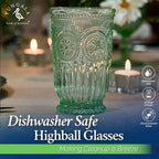 Yungala Green Highball Glasses Set of 6 Tall Drinking Glasses 10 oz