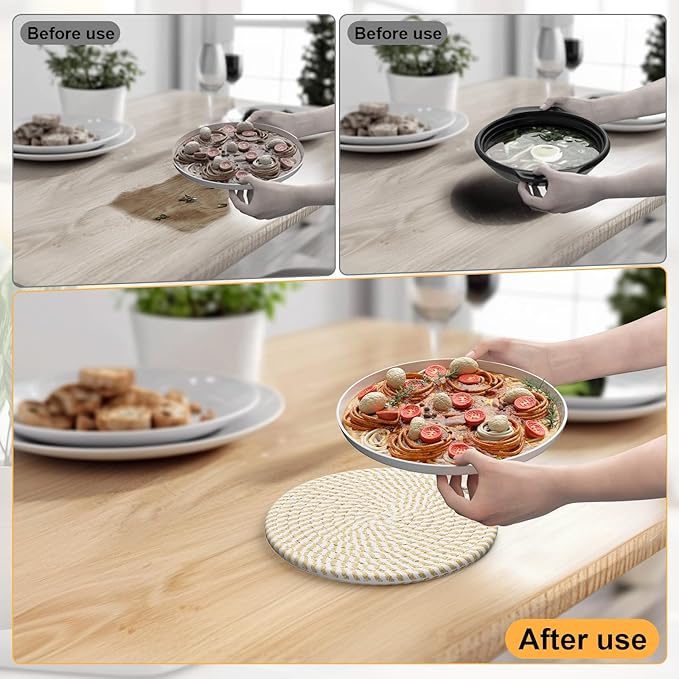 7" Trivets for Hot Dishes, 6 Pack Hot Pads for Kitchen Counter & Dining Table, Heat Resistant | Scratches | Stains Cotton Trivets for Hot Pots and Pans