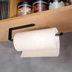 Self Adhesive Paper Towel Holder Under Cabinet Mount, 304 Stainless Steel Wall Mount Paper Towel Roll Rack for Kitchen Cabinet, Bathroom (Blakc)