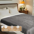 Electric Heated Blanket Twin Size - 62"x84", Soft Flannel Heating Blanket, 10 Heating Levels, 1-12 H Auto Shut Off, Breathable Warm and Washable for Bed, Light Grey