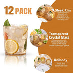 Liacere Plastic Drinking Glasses (Set of 12) 14 oz Brown Reusable Plastic Glasses Colors，Kitchen Water Glasses Cup, Bar Tumbler Glassware Set for Beer, Juice, Cocktail, Whiskey, Milk