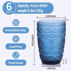 abrwyy 6Pcs 14OZ Drinking Highball Beverage Glass Cup, Blue Drinking Glasses, Colored Glassware Set for Party Wedding, Home, Office, Water, Juice, Cocktail, Highball Glasses