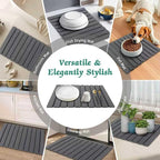 Stone Dish Drying Mat for Kitchen Counter, 24''×15'' Dishes Drying Matt Kitchen Counter, Absorbent Diatomaceous Earth Bath Quick Dry Mats for Tableware, Bottles and Cup (Dark Grey)