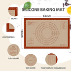 Silicone Baking Mat, 24" x 16" Baking Mat, Pastry Rolling Sourdough Baking Mat Supplies for Making Pizza, Pie, Cookies, Bread