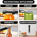 Jar Opener Bottle Opener for Seniors with Arthritis, Multi Retractable Magnetic Can Opener, Jar Grippers for Opening Jars, Kitchen Gadgets for Weak Hands and Senior Arthritis (Black)