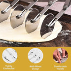 3-Wheel Pastry Cutter, Stainless Steel Pizza Cutter, Expandable Multi-Round Baking Roller, Cookie Dough Divider, Perfect for Pastries, Cookies, and Pizza