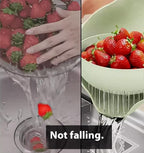 Kitchen Pro Double Rotatable Colander, Blue Plastic Vegetable and Fruit Strainer Bowl with Dual Draining Baskets, Kitchen Sink Drainer