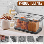 Gifhomfix Bread Box Bread Boxes for Kitchen Counter Airtight, Time Recording Bread Storage Container with Lid, Bread Keeper for Homemade Bread, Toast, Bagel, Donut and Cookies, LARGE Dark Grey