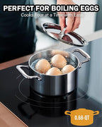 Cooks Standard Multi-Ply Clad Stainless Steel Butter Warmer, Small Sauce Pan with Lid, 0.68 Qt Chocolate Melting Pot for Seafood, Milk Cheese Cooking Camping Pot with Dual Handles
