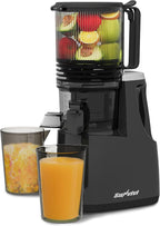 Sunvivi Cold Press Juicer with 5.9" Wide Feed Chute, 250W Slow Masticating Juicer Machines Fit Whole Vegetables & Fruits, Easy to Clean, Dual-Layer Strainer, High Yield Juicer for Home, Black