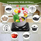 Cusimax Hot Plate,1500W Hot Plate Electric with 7.4″Cast Iron Countertop Single Burner,Electric Stove Top Burner for Cooking,Temperature Controls,Black